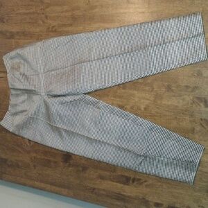Ann Taylor 100% Silk Black White Gingham Ankle Pants sz4